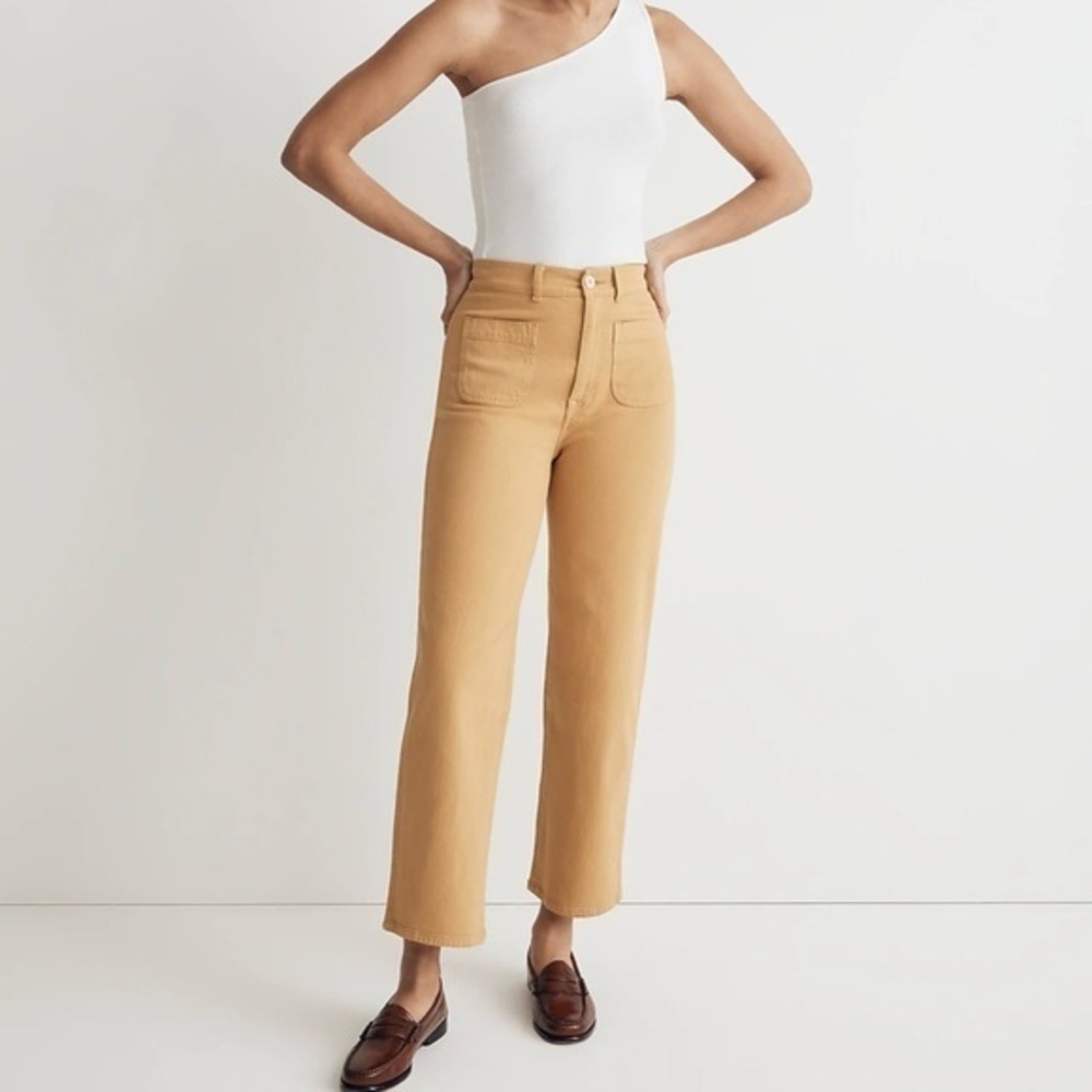 New Madewell Emmett 2.0 Wide Leg Crop Pants Size 33 Earthen Gold